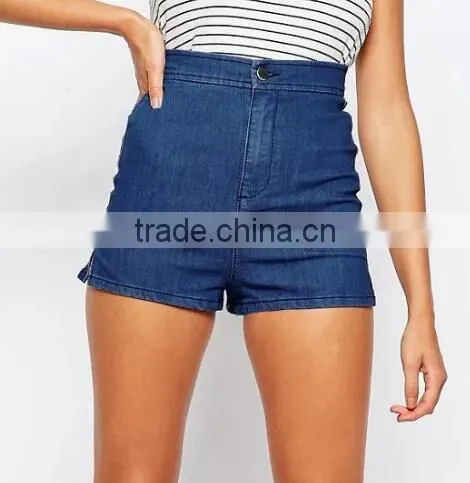 Runwaylover 5305 High Quality Ladies Sexy High Waist Blue Denim Shorts photo-3