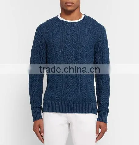 High Quality China Customed Latest Sweater Designs for Men Ribbed Trims Wool Blend Sweater photo-2