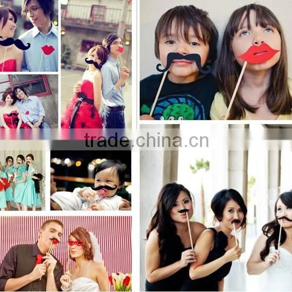 50pcs Party Photo Booth Props Moustache on A Stick Weddings Christmas Birthday Party photo-2