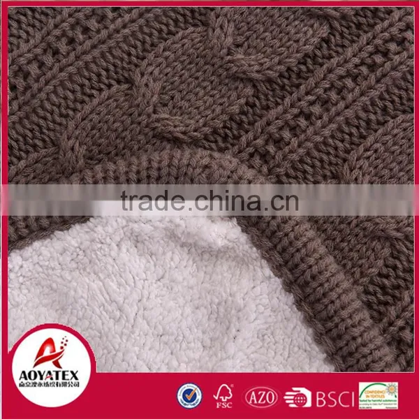 Hot Selling Soft Acrylic Knitting Crochet Blanket Backside Sherpa photo-3