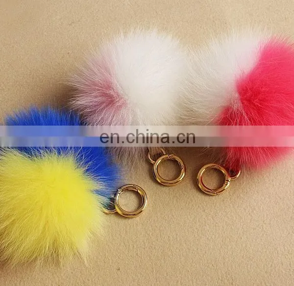 Factory Wholesale Multicolor and Fluffy Fox Fur Pom Pom Ball Keychain photo-6