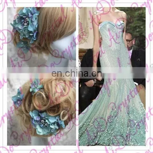 Aidocrystal Handmade Artificial Hair Flower With Pealrs Rhinestone Bridal Hair Comb Accessories photo-4