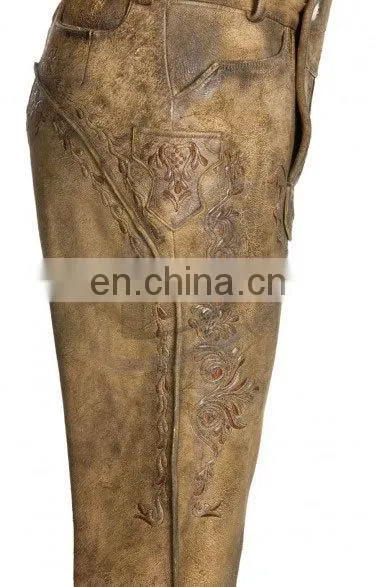 Over Knee Leather Pants Suede Leather Brown German Bavarian Lederhosen (German Garments) photo-3