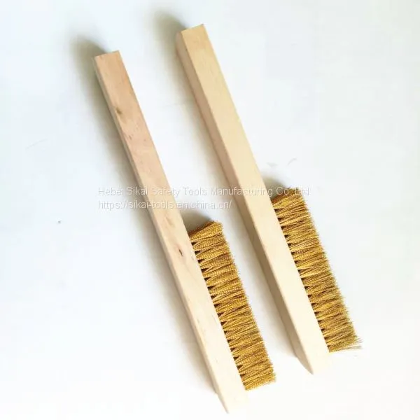 Anti Spark Hand Tools Brass Brush With Wood Long Handle photo-2