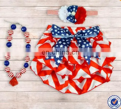 Newborn Baby Ruffle Chiffon Diaper Cover Cute Red White Polka Dot Bloomer With Headband and Necklace Wholesale photo-3