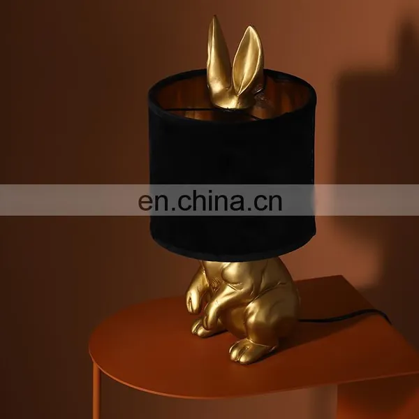 Wholesale High Quality Unique Design Rabbit Animal Shape Polyresin Desk Light Saving Energy Home Decor Resin Table Lamps photo-2