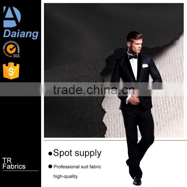 Stock 430gsm Cheap Twill Black T/R Business Suit Fabric 2016