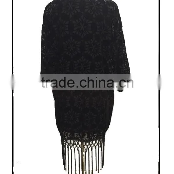 2016 New Black Lace Fabric Sexy Transparent Middle Aged Women Blouse photo-2