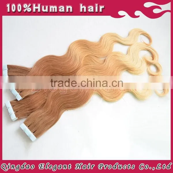2015 Most Popular Products Full Cuticle 4CM Wide 2.5gram Indian Remy Seamless Ombre Tape Extensions photo-6