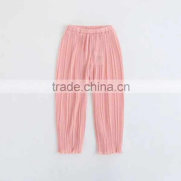 Europe Stylish Summer Children's Clothes Girl Clothes Five Solid Cream Color Chiffon Pleated Shorts Clothing Pants 2-9Y photo-3