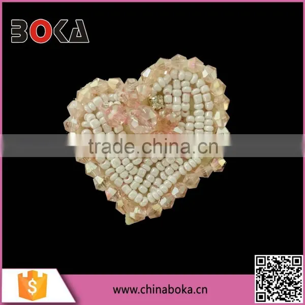 BOKA Handmade Sew-on Crystal Beads Heart Applique photo-3
