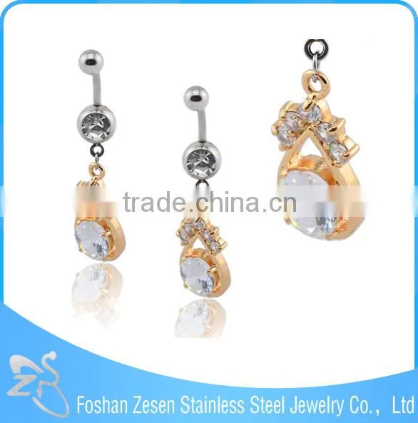 Navel Jewelry Piercing Dangling Pink Crystal Fake Belly Button Ring photo-5