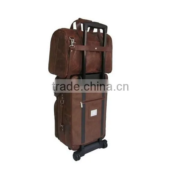 Browm Ostrich Leather Travel Rolling Bag Luggage Bag Carry-On Set photo-2