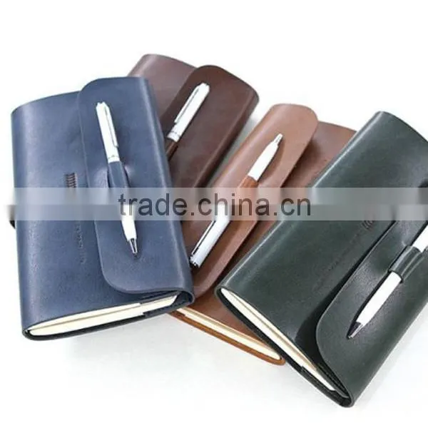 Factory Hot Sell Handmade Fashion Real Leather Notebook With Pen photo-3