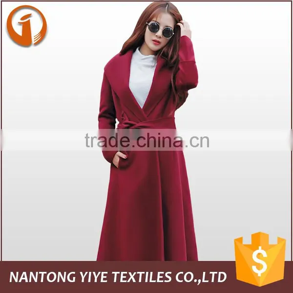 Factory Price 2016 Winter Red Woman/ladies Woolen Coat Long Wrap Overcoat