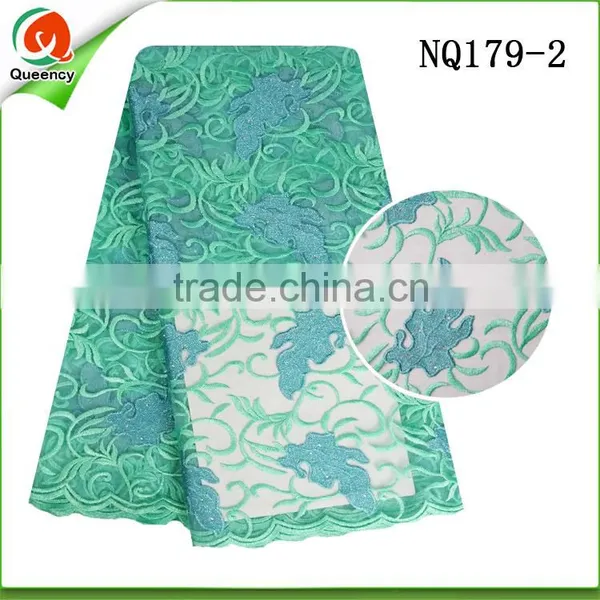 Wholesale Nigerian Fabric Tulle Lace African Fabricwith Flower Embroidered Designs NQ179-4 photo-3
