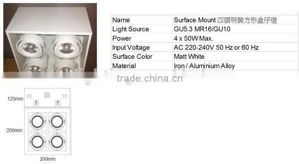 4 Head White/ Black Square Surface Mounted Fixture With Gu10 Holder/mr16 Holder photo-2