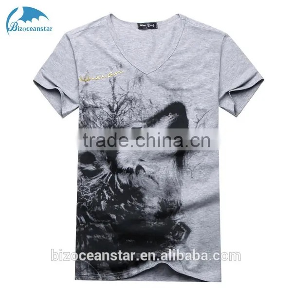 New Men's Short Sleeve T-shirt Men's V-neck Chinese Wind Printing Men's T-shirt photo-5