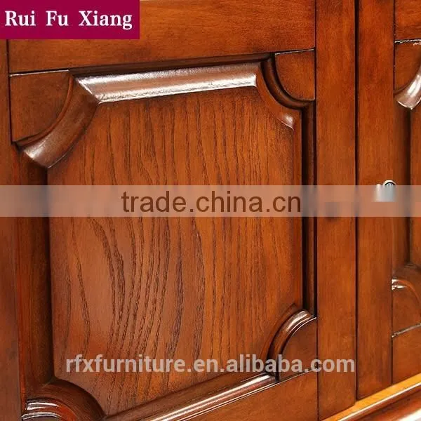 American Style Wooden Bookshelf Combination Sideboard With Glass Door and Handmade Carving AI-202 photo-4