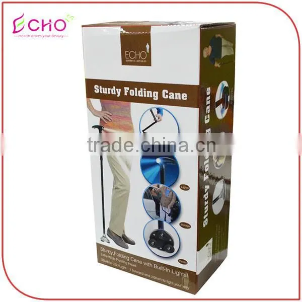 Sturdy Triple Heads Pivoting Base Folding Cane With Build-in Lights for Elder photo-6