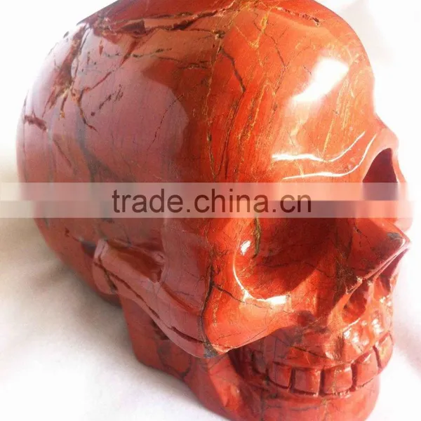 High Quality Natural Gemstone Bloodstone Skull Sculpture Decor photo-4
