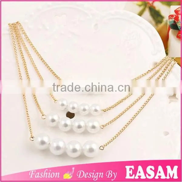 Classic Hot Sale Three-layer Gold Plated Pearl Bead Necklace Quality Choice photo-3