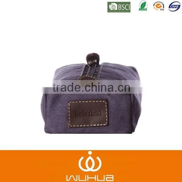 High Quality Genuine Leather Unisex Canvas Travel Shaving Kit photo-5