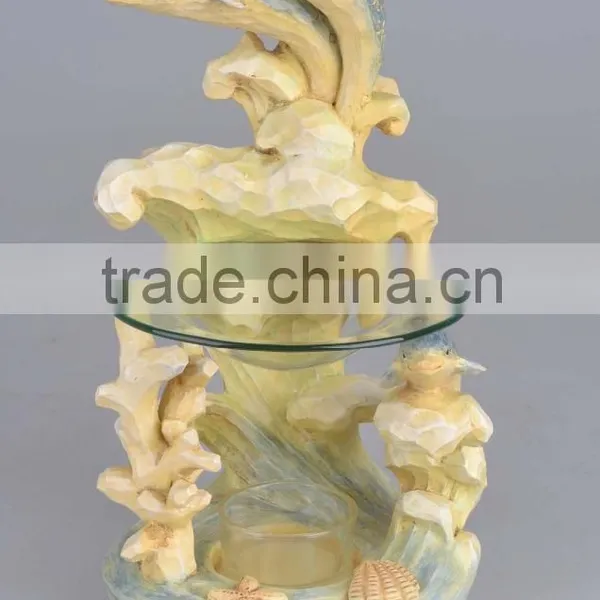 Tart Warmer Polyresin Wood Cut Dolphin Oil Burner photo-2