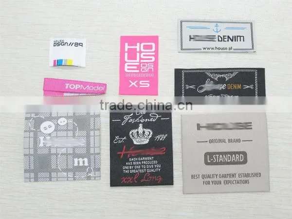 Cutting Edged Starch Coated Stiff Damask Woven Hat Label