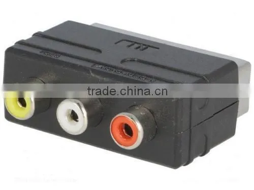 2016 Universal SCART Plug Male to 3 RCA Female A/V Adaptor Converter for TV DVD VCRs Style IN photo-3