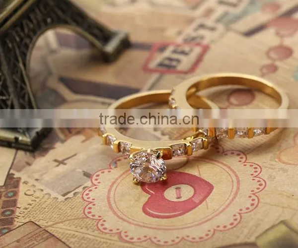 Wholesale Engagement Couple Finger Rings 18k Solid Gold Plated cz Diamonds High Quality Finger Rings More Attractive photo-3