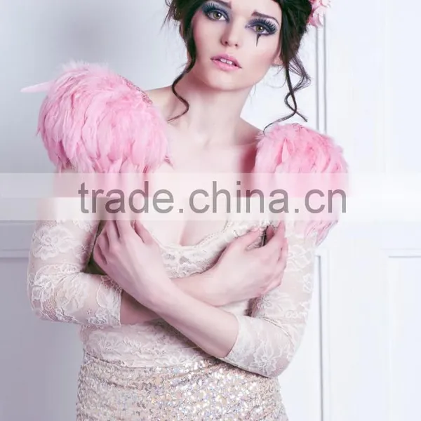 Top Supplier ZPDECOR Good Quality Colored Mix Colors Chicken Half Bronze Rooster Schlappen Feathers for Decoration photo-6