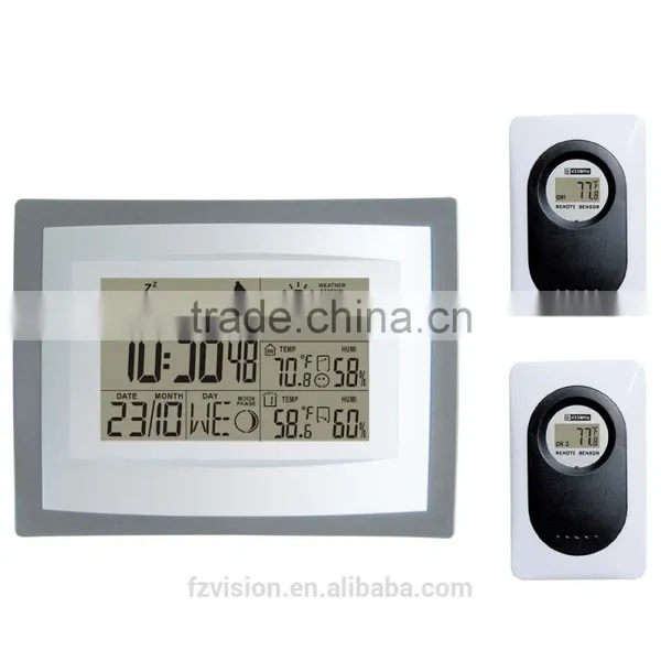 Wireless Weather Station, Wall/Table Clock Weather Station, Weather Station Hygrometer With 2 Sensors as a Gift