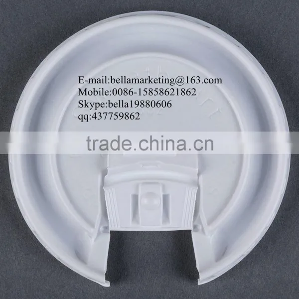 Plastic Flat Lid for Paper Cup Cover, White Liftback and Lock Tab Lid photo-2