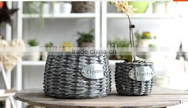 HOT 100%Handmade Natural Willow Flower Baskets Wicker Flower Plant Basket photo-3