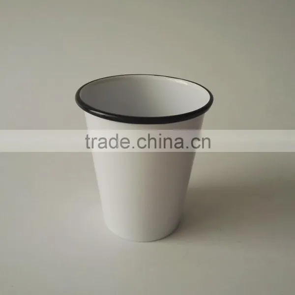 330ml Tea Coffee Milk Metal Enamel Coated Cup With Rim Steel Mug Glass photo-2