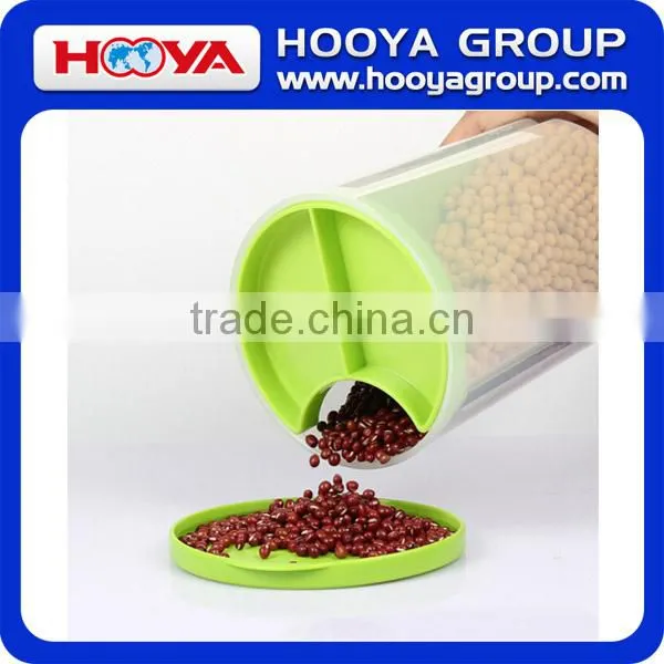 1.5L Round Transparent Plastic Three Portion Cereal Storage Container Bulk Cereal Dispenser Food Dispenser photo-2