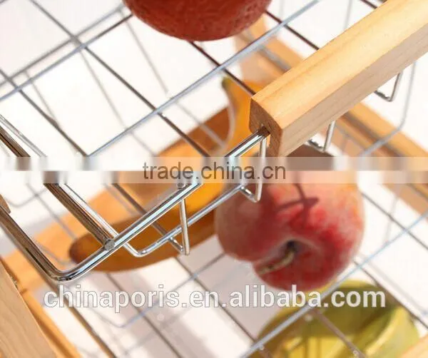 2017 Good Quality Factory Wooden Kitchen Trolley With Three Metal Wire Brackets/ceramic Tile on Top With Drawer and Large Volume photo-3