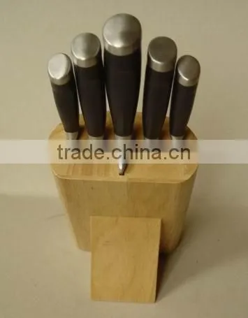 Regular 5- Slots Rubber Wood Knife Block, Stand, Holder photo-4