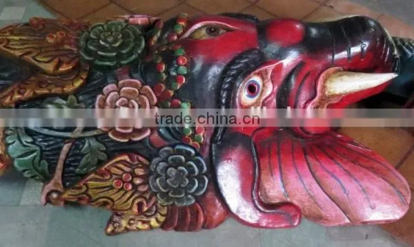 Hand Crafted Wooden Mask of Hindu Lord Ganesh Wall Hanging Made In Nepal photo-2
