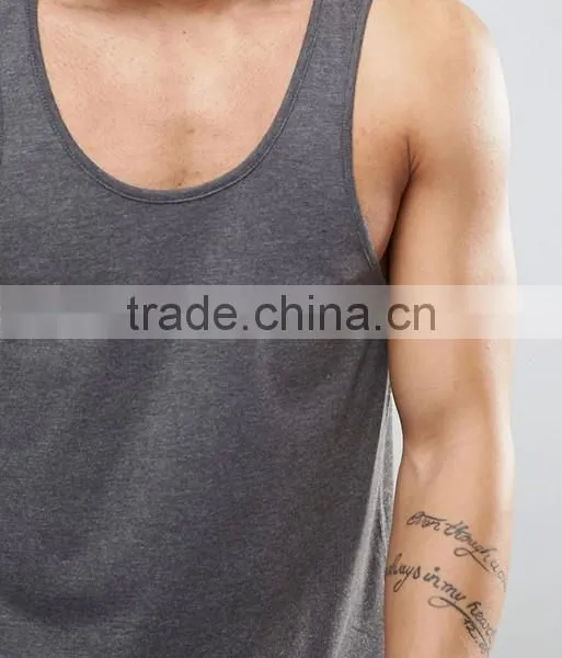 2017 Cheapest High Quality New Design Custom Dark Grey Color Gym Wear Comfortable 100% Polyester Fashion Men's Sport Vest photo-3