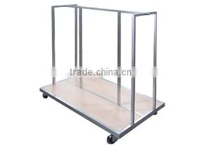 Double Hangrail Merchandiser With White Shelves Garment Display photo-2