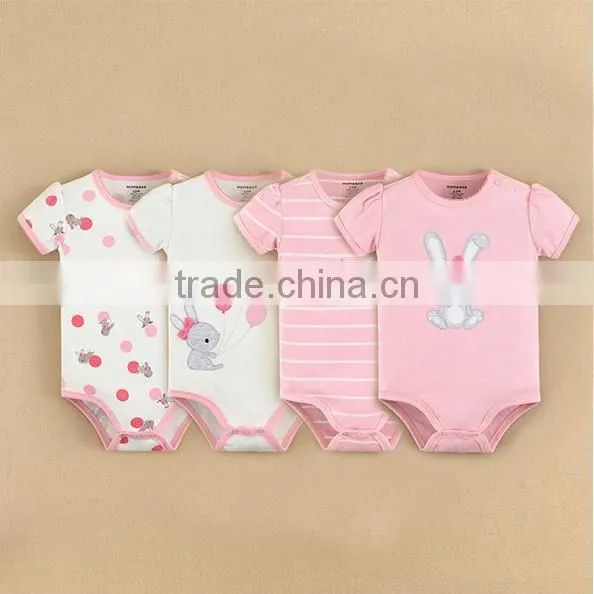 MOM AND BAB 2015 Baby Clothes Set 100% Cotton Embroidery Baby Romper Gift Set 4in1 photo-4