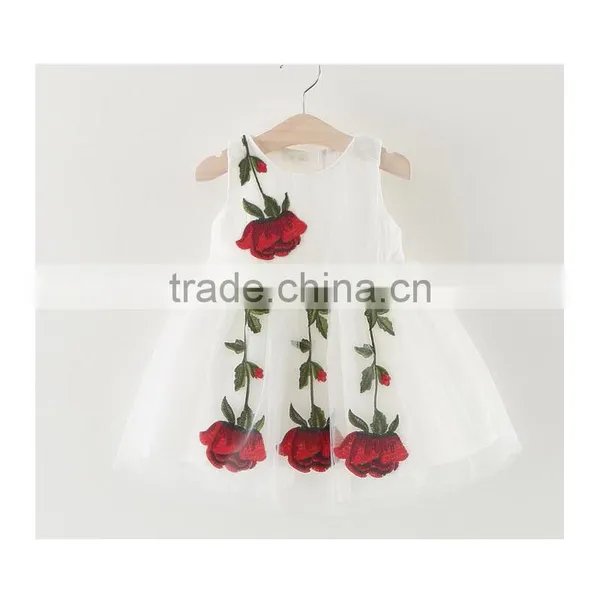European Style Kids Baby Dress Rose Floral Pattern Princess Dress