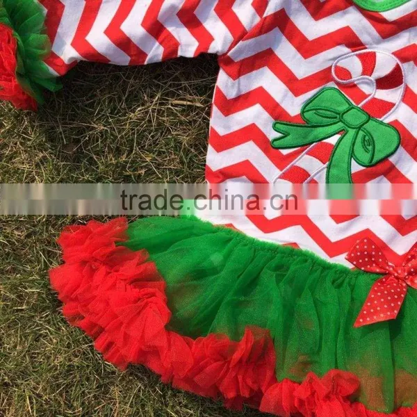 Chirstmas Candy Cane Tutu Ropmer Baby New Design Red Chevron Romper With Matching Headband photo-2
