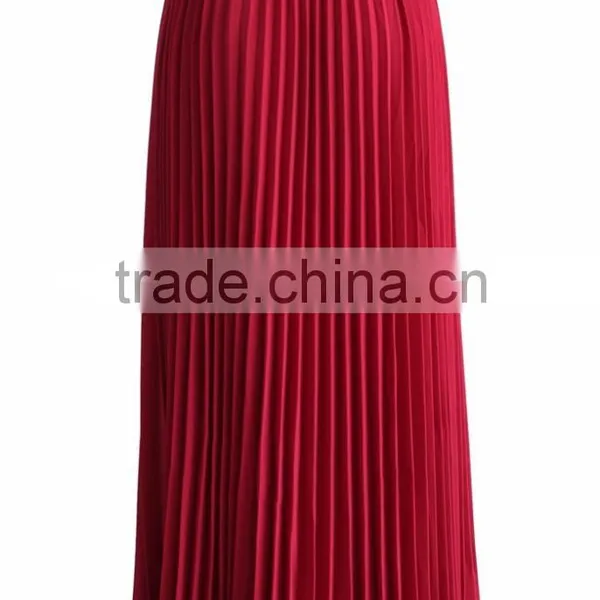New Arrival Belted Pleated Skirt Women Fashion Chiffon Maxi Skirt 2016 photo-2