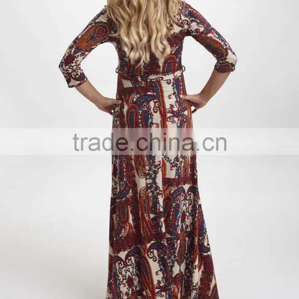 Newest Maternity Dresses With PinkBlush Burgundy Paisley Maternity Maxi Dress Women Wear WD80817-27 photo-2