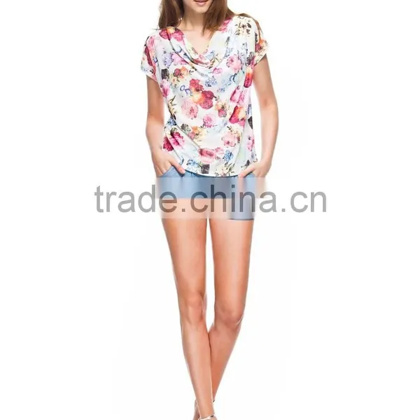 Women's Printed Cool Cotton Cowls T Shirt Factory photo-3
