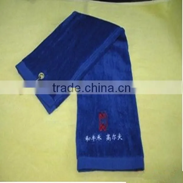 100 Cotton Customized Embroidery Logo Trifolds Terry Velour Golf Towels photo-3
