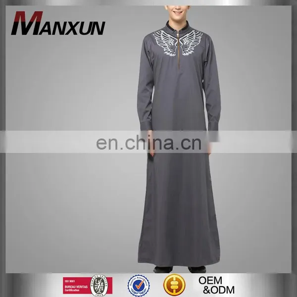 2016Modern Apparel Islamic Clothing Man Grey Thobe Muslim Thobe For Man